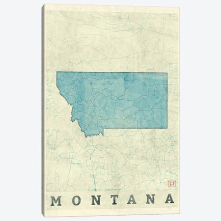 Montana Map Canvas Print #HUR243} by Hubert Roguski Canvas Wall Art