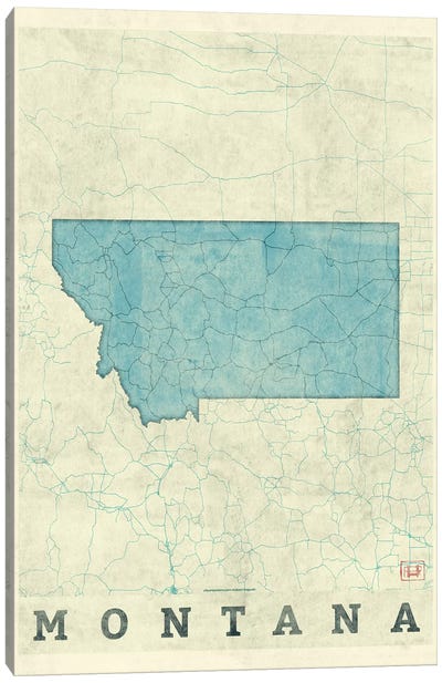 Montana Map Canvas Art Print - Montana
