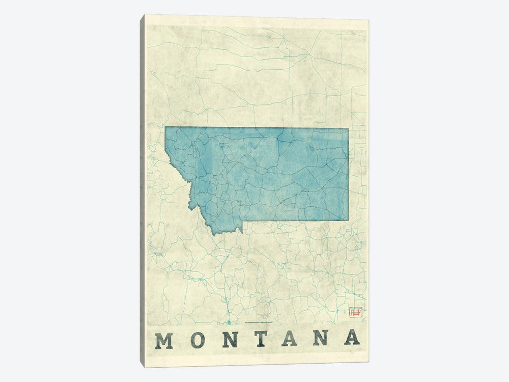 Montana Map by Hubert Roguski 1-piece Canvas Wall Art