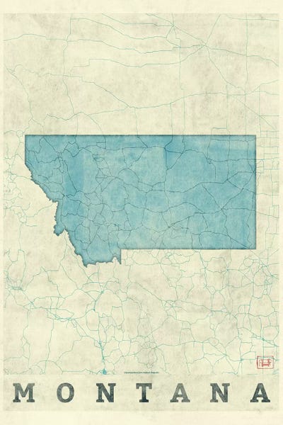 Hubert Roguski: Montana Map by Hubert Roguski