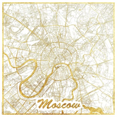 Moscow Gold Leaf Urban Blueprint Map by Hubert Roguski art print