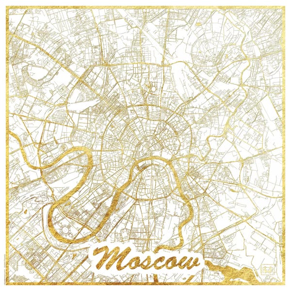 Gold & White: Moscow Gold Leaf Urban Blueprint Map by Hubert Roguski