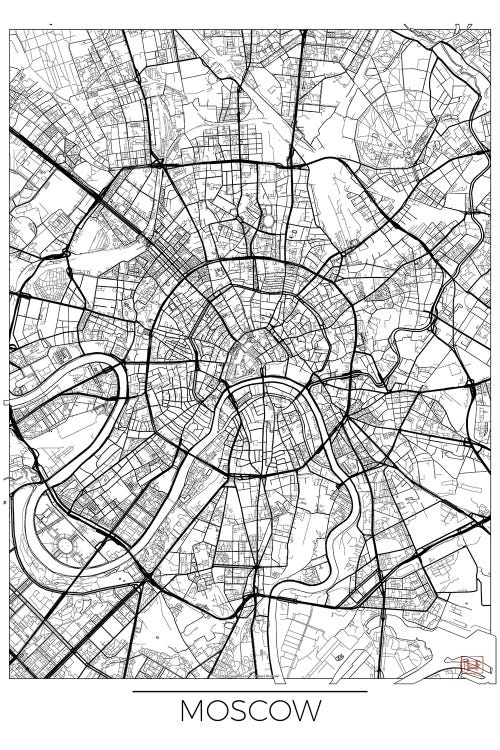 Moscow Minimal Urban Blueprint Map