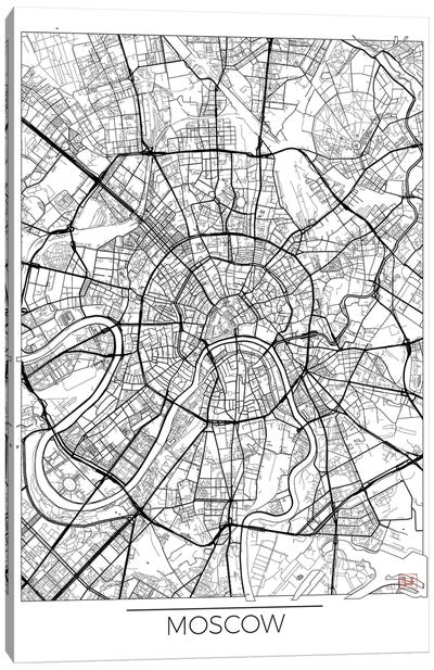 Moscow Minimal Urban Blueprint Map Canvas Art Print - Moscow Art