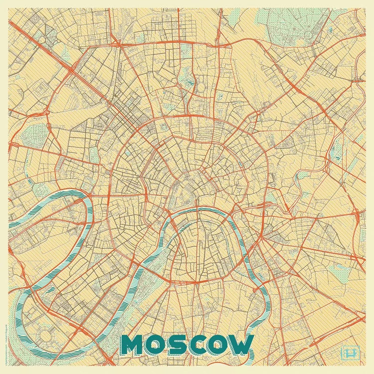 Moscow Retro Urban Blueprint Map