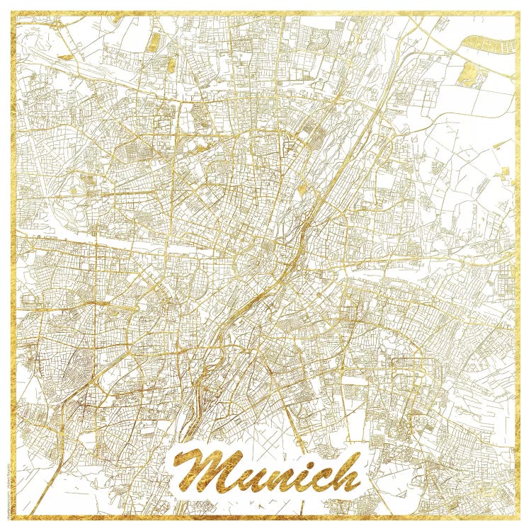 Munich Gold Leaf Urban Blueprint Map