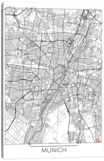 Munich Minimal Urban Blueprint Map Canvas Art Print