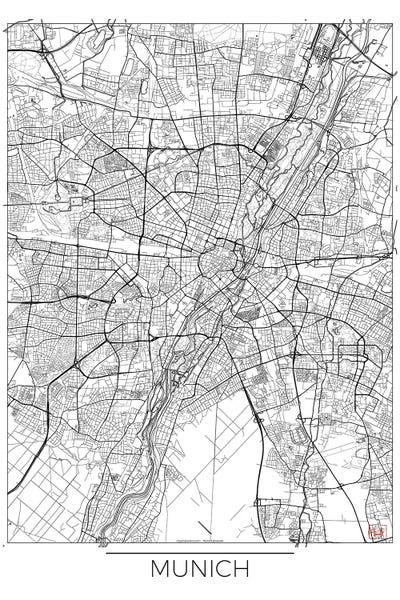 Hubert Roguski: Munich Minimal Urban Blueprint Map by Hubert Roguski