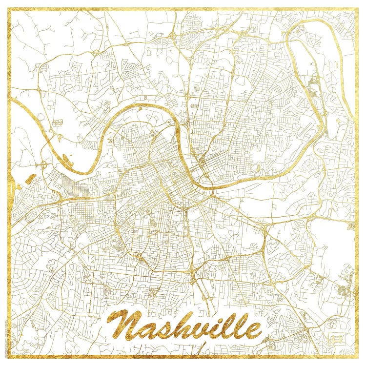 Nashville Gold Leaf Urban Blueprint Map