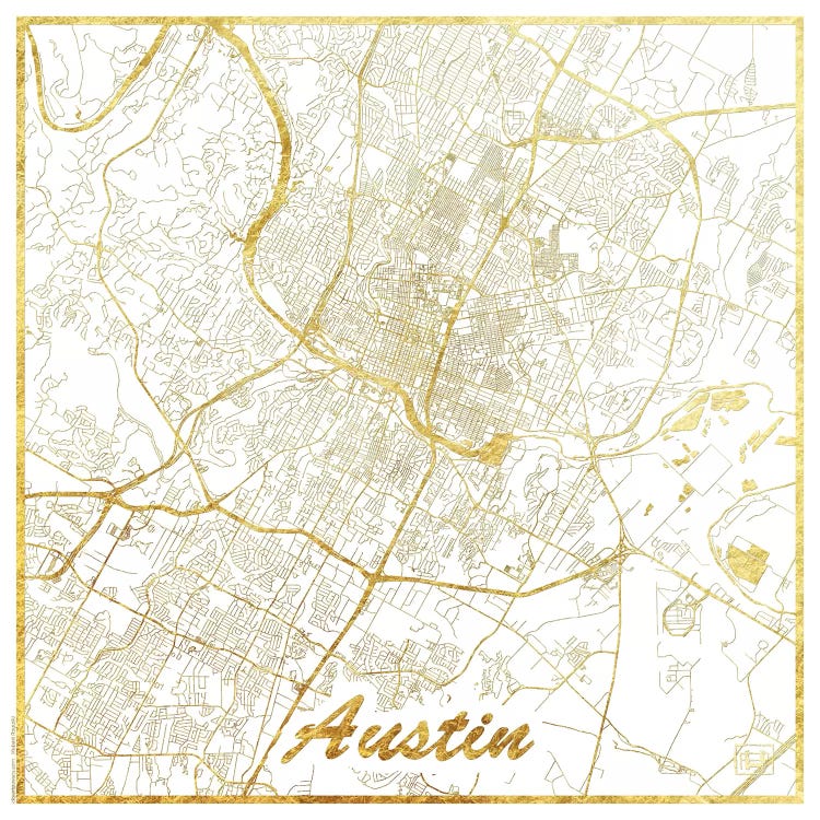 Austin Gold Leaf Urban Blueprint Map