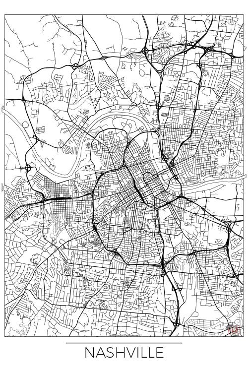 Nashville Minimal Urban Blueprint Map