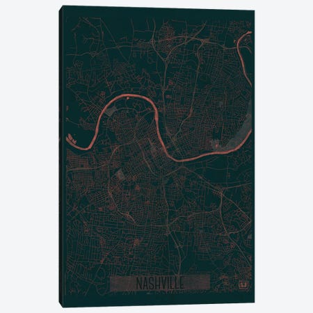 Nashville Infrared Urban Blueprint Map Canvas Print #HUR261} by Hubert Roguski Canvas Wall Art
