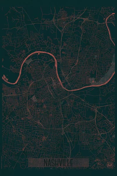 Tennessee: Nashville Infrared Urban Blueprint Map by Hubert Roguski