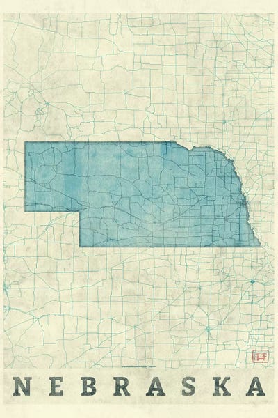 Nebraska Map by Hubert Roguski art print