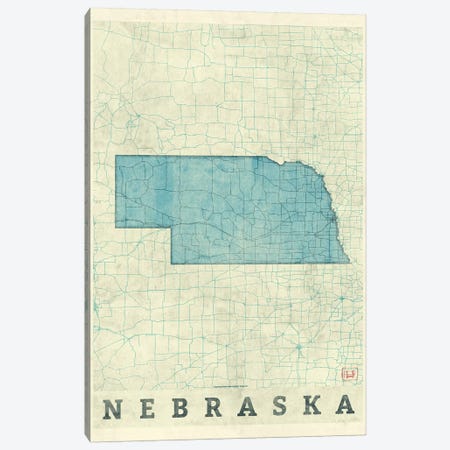 Nebraska Map Canvas Print #HUR264} by Hubert Roguski Canvas Art Print