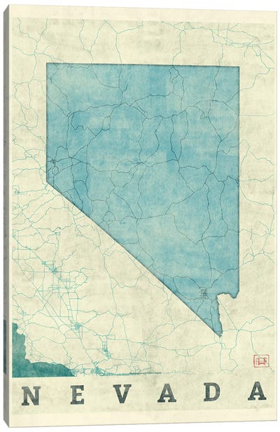 Nevada Map Canvas Art Print - Nevada Art