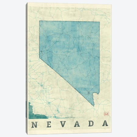 Nevada Map Canvas Print #HUR265} by Hubert Roguski Canvas Art Print