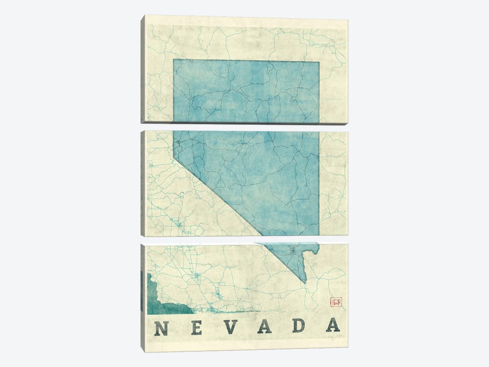 Nevada Map by Hubert Roguski 3-piece Canvas Art