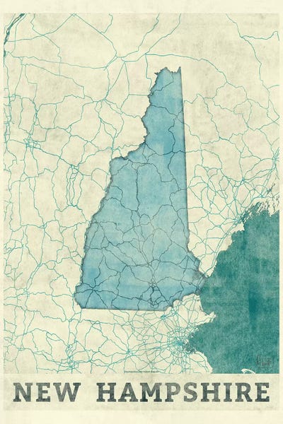 Hubert Roguski: New Hampshire Map by Hubert Roguski