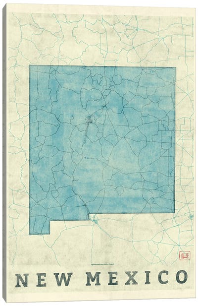 New Mexico Map Canvas Art Print - Hubert Roguski