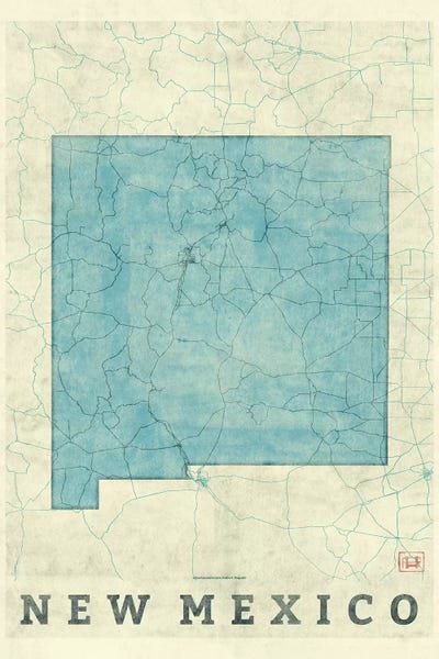 Hubert Roguski: New Mexico Map by Hubert Roguski