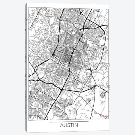 Austin Minimal Urban Blueprint Map Canvas Print #HUR26} by Hubert Roguski Canvas Art