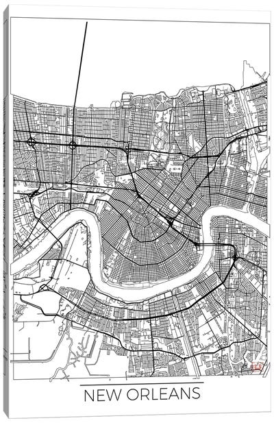 New Orleans Minimal Urban Blueprint Map Canvas Art Print - New Orleans Maps