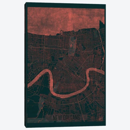 New Orleans Infrared Urban Blueprint Map Canvas Print #HUR271} by Hubert Roguski Canvas Print