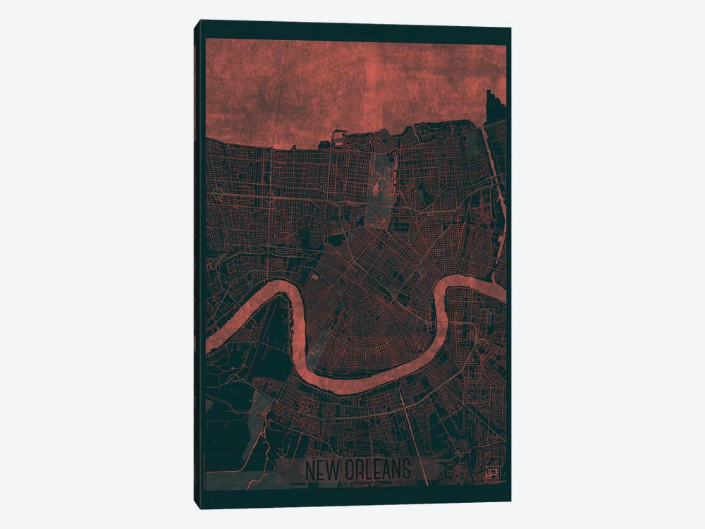 New Orleans Infrared Urban Blueprint Map by Hubert Roguski 1-piece Art Print