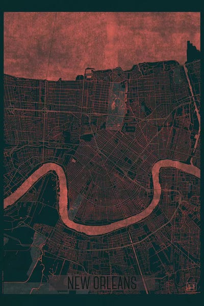 Hubert Roguski: New Orleans Infrared Urban Blueprint Map by Hubert Roguski