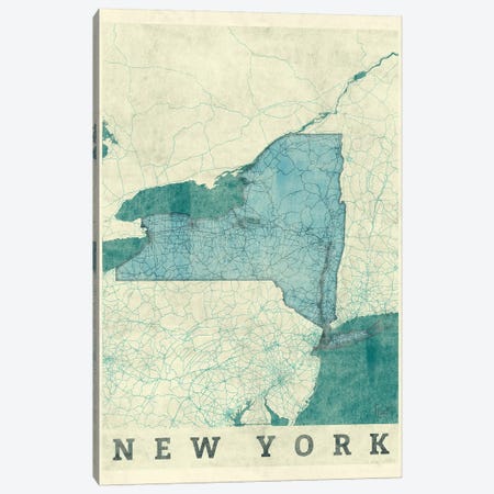 New York Map Canvas Print #HUR274} by Hubert Roguski Canvas Wall Art