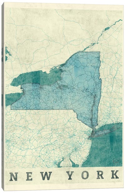 New York Map Canvas Art Print - Hubert Roguski