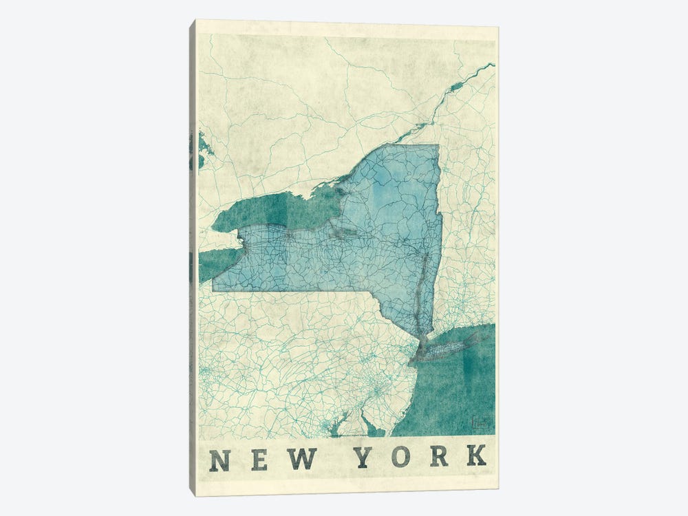 New York Map by Hubert Roguski 1-piece Canvas Wall Art