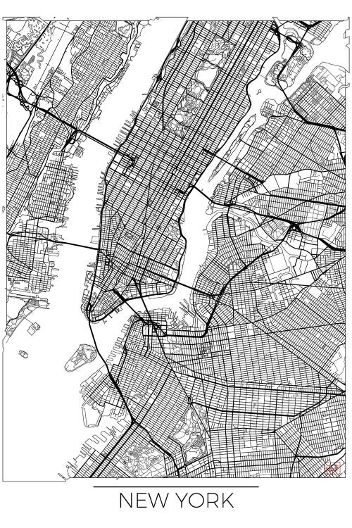 New York Minimal Urban Blueprint Map by Hubert Roguski wall art