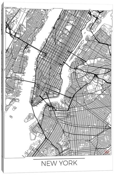 New York Minimal Urban Blueprint Map Canvas Art Print - Hubert Roguski