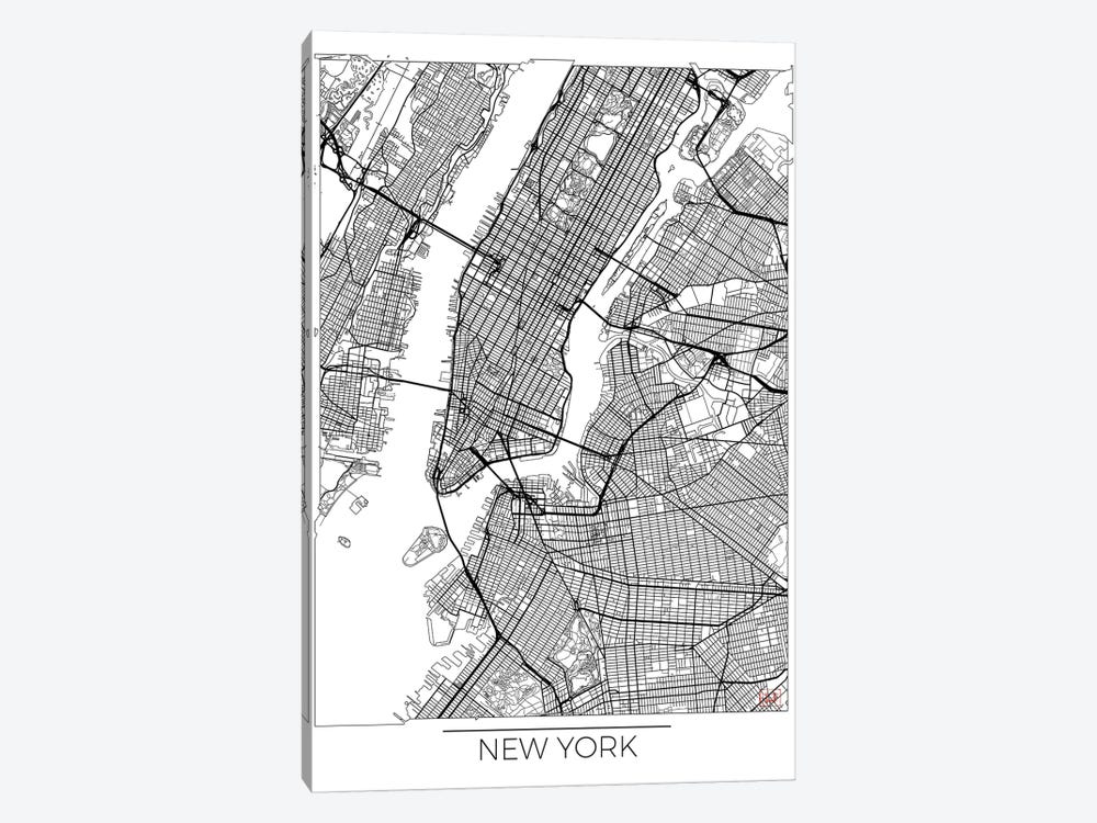 New York Minimal Urban Blueprint Map by Hubert Roguski 1-piece Canvas Wall Art