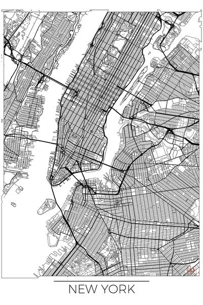 Large Map Art - Canvas Prints: New York Minimal Urban Blueprint Map by Hubert Roguski