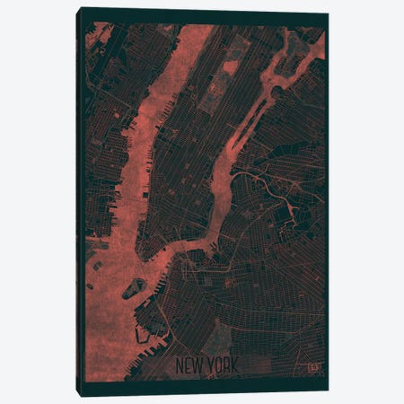 New York Infrared Urban Blueprint Map Canvas Print #HUR277} by Hubert Roguski Canvas Art