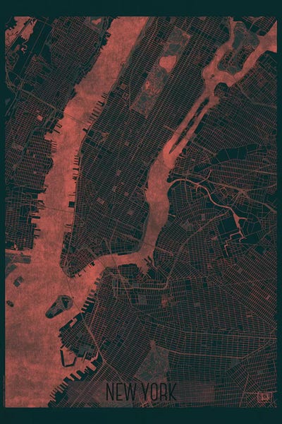 Hubert Roguski: New York Infrared Urban Blueprint Map by Hubert Roguski