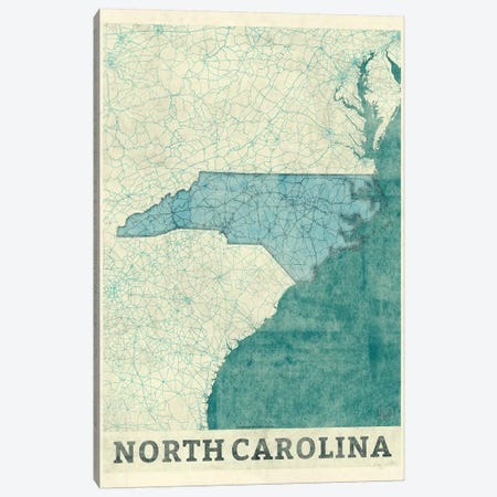 North Carolina Map Canvas Print #HUR280} by Hubert Roguski Canvas Art