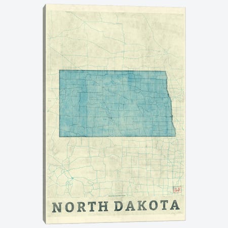 North Dakota Map Canvas Print #HUR281} by Hubert Roguski Canvas Art