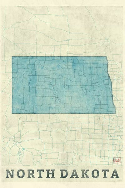 Hubert Roguski: North Dakota Map by Hubert Roguski