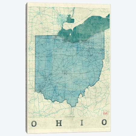 Ohio Map Canvas Print #HUR282} by Hubert Roguski Canvas Wall Art