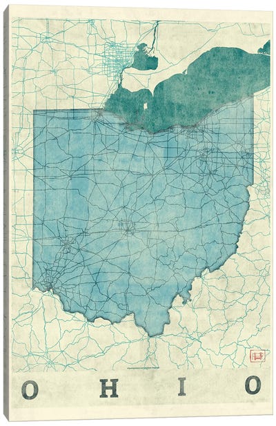 Ohio Map Canvas Art Print - Hubert Roguski