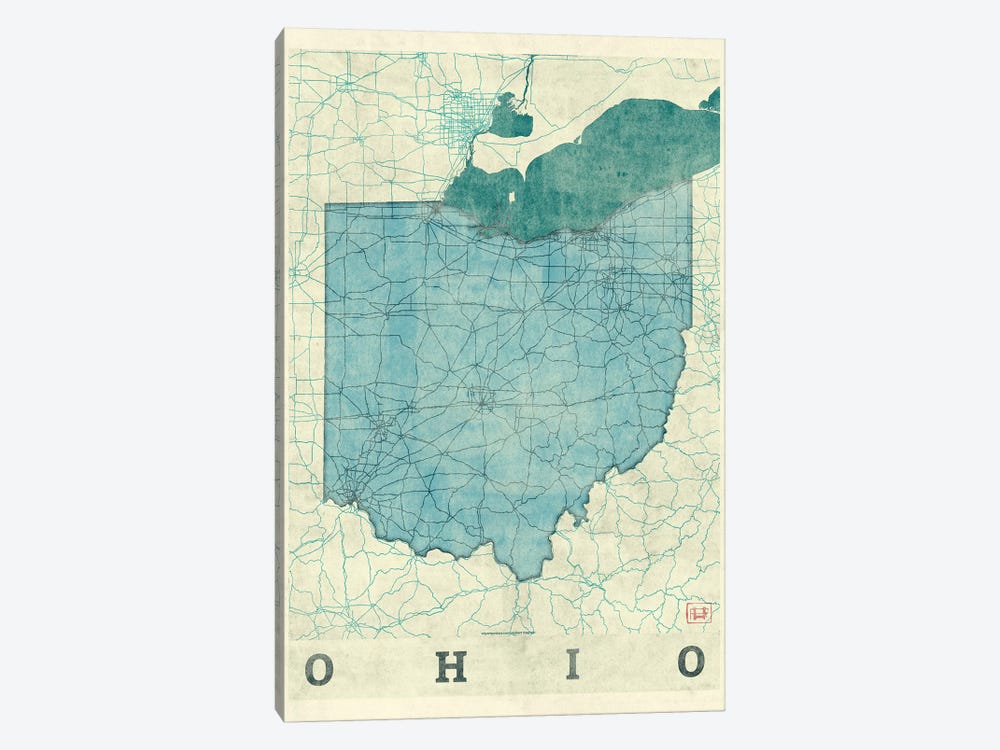 Ohio Map by Hubert Roguski 1-piece Canvas Art Print