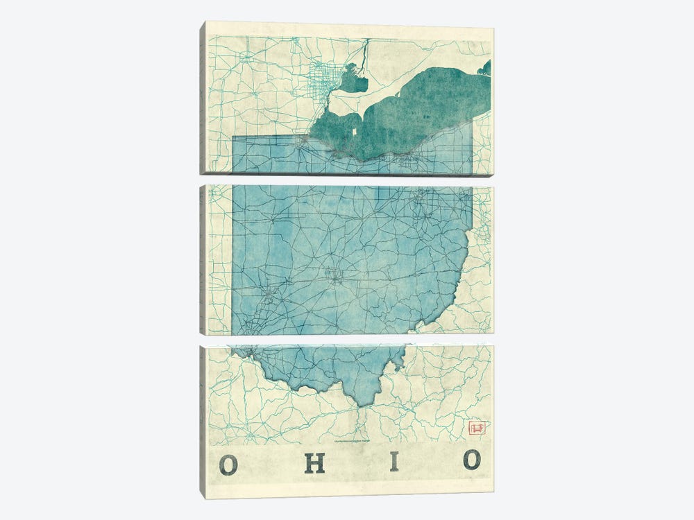 Ohio Map by Hubert Roguski 3-piece Art Print