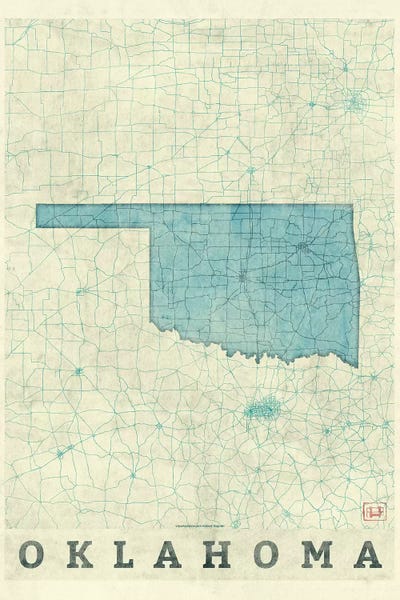 Oklahoma Map by Hubert Roguski canvas print