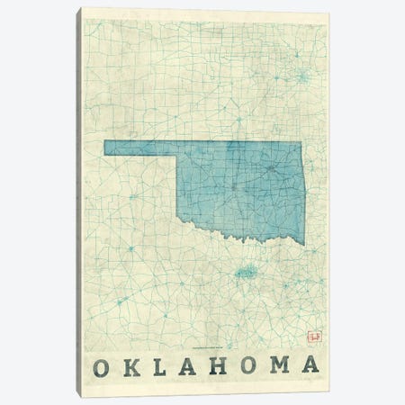 Oklahoma Map Canvas Print #HUR283} by Hubert Roguski Canvas Art