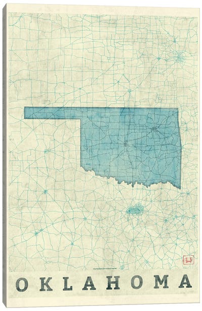 Oklahoma Map Canvas Art Print - Hubert Roguski