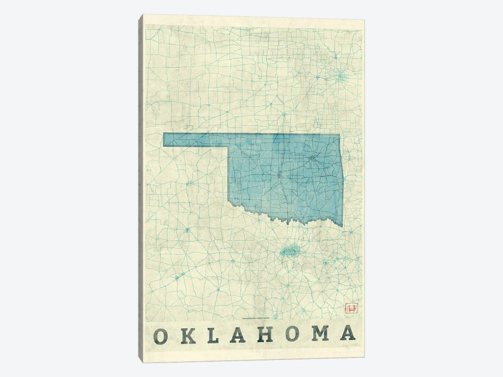 Oklahoma Map by Hubert Roguski 1-piece Canvas Artwork